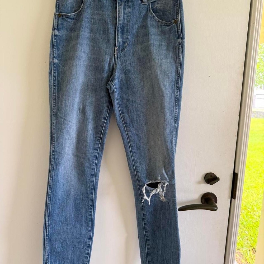 Rollas Westcoast Super Skinny High Waisted Distressed Blue Jeans 28R 10R